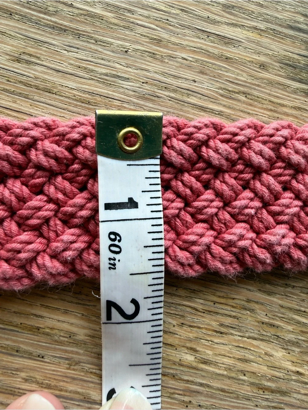 Brooks Brothers Pink/Red Crochet Cotton D-Ring Belt  Boho Leather Trim LG NWT